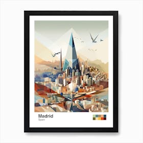 Madrid, Spain, Geometric Illustration 4 Poster Art Print