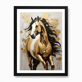 Gold Horse Canvas Art Art Print