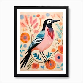 Pink Scandi Magpie 3 Art Print