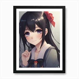 Anime Girl With Black Hair Art Print