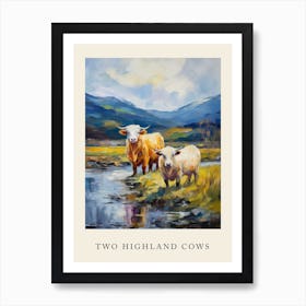 Two Impressionism Cows In The Highlands Art Print