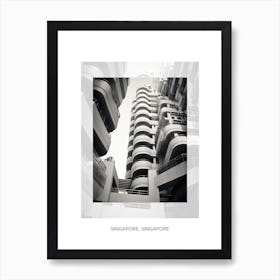 Poster Of Singapore, Singapore, Black And White Old Photo 1 Art Print