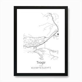 Trogir,Croatia Minimalist Map Art Print