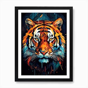 Tiger Art In Cubistic Style 1 Art Print