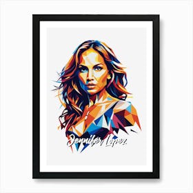 Jennifer Lopez 01 Portrait Music Icon Style WPAP Pop Art Art Print