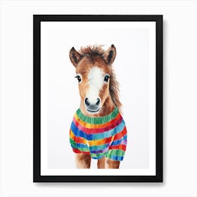 Baby Animal Wearing Sweater Horse 1 Art Print