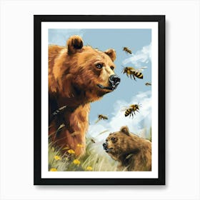 Colletidae Bee Storybook Illustration 2 Art Print