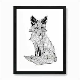 Fox Drawing animal lines art Art Print