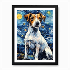 Jack Russel Terrier Starry Night Dog Portrait Art Print