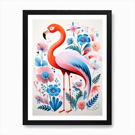 Scandinavian Bird Illustration Greater Flamingo 1 Art Print