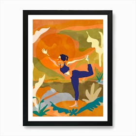 Warm Sunset Yoga Orange Art Print