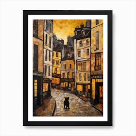 Painting Of Paris With A Cat In The Style Of Gustav Klimt 4 Art Print