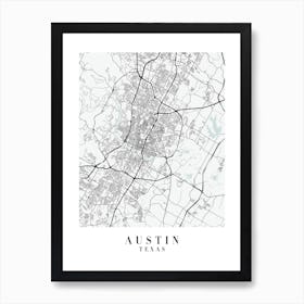 Austin Texas Street Map Color Minimal Art Print