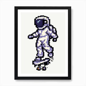 Astronaut Pixel Art Illustration 1 Art Print