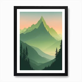 Misty Mountains Vertical Composition In Green Tone 6 Art Print