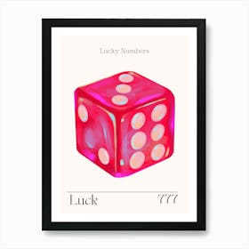 Pink Dice Retro Luck Angel Numbers 777 Art Print