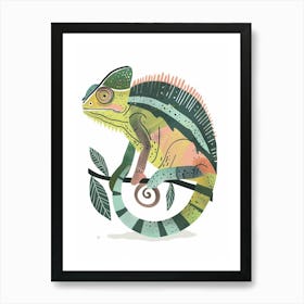 Green Jackson S Chameleon Abstract Modern Illustration 2 Art Print