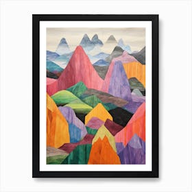 Puncak Jaya Indonesia 2 Colourful Mountain Illustration Art Print