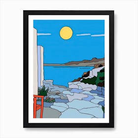 Minimal Design Style Of Mykonos, Greece 1 Art Print