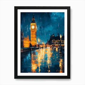 Fantasy Rainy Night In London 17 Art Print