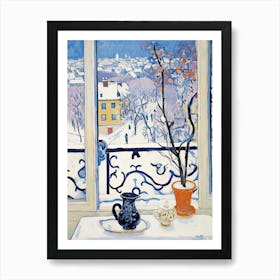 The Windowsill Of Sapporo   Japan Snow Inspired By Matisse 1 Art Print