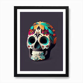 Skull With Terrazzo 2 Patterns Mexican Art Print