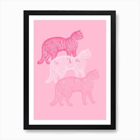 Retro Pink Cat Art Print