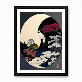 Colour Yin and Yang 3, Japanese Ukiyo E Style Art Print