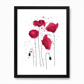 Poppies Watercolour Art Print