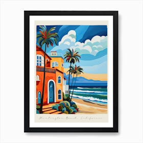 Poster Of Huntington Beach, California, Matisse And Rousseau Style 3 Art Print