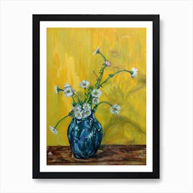 Nature Art, Daisies In A Blue Vase Art Print