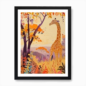 Giraffes At Dusk Illustration 2 Art Print