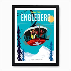 Engleberg Mount Titlis Poster Teal & White Art Print