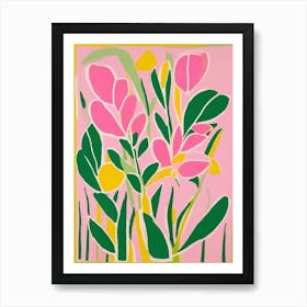Pink Floral abstract illustration Art Print