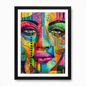 Colorful Woman'S Face Art Print