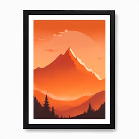 Misty Mountains Vertical Composition In Orange Tone 201 Art Print