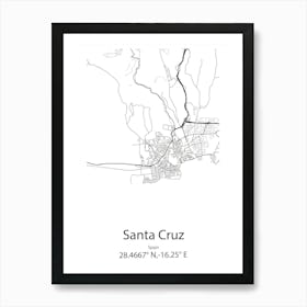 Santa Cruz Zenzontepec,Mexico Minimalist Map Poster