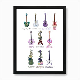 Guitars taylor swift album titles Art Print