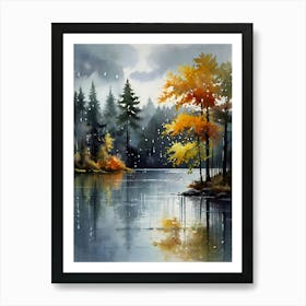 Autumn Trees By The Lake 2 Art Print