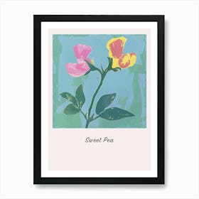 Sweet Pea 2 Square Flower Illustration Poster Poster