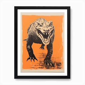 Crocodile, Woodblock Animal Drawing 4 Art Print