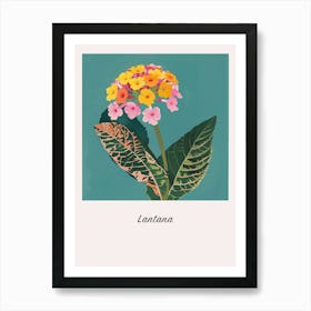 Lantana Square Flower Illustration Poster Art Print