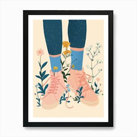 Illustration Pink Sneakers And Flowers 6 Poster