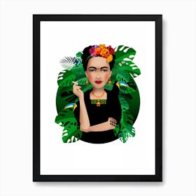 Frida Kahlo White Art Print