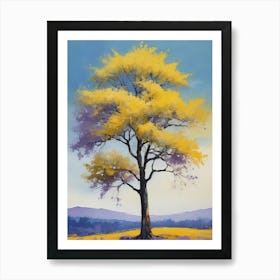 Painting Of A Tree, Yellow, Purple (25) Art Print