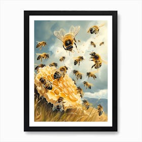 Andrena Bee Realism Illustration 15 Art Print