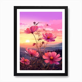 Cosmos Wilflower At Sunset In South Western Style  (1) Art Print