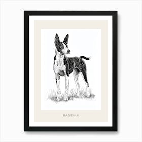 Basenji Dog Line Sketch 4 Poster Art Print