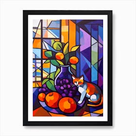 Heather With A Cat 4 Cubism Picasso Style Art Print