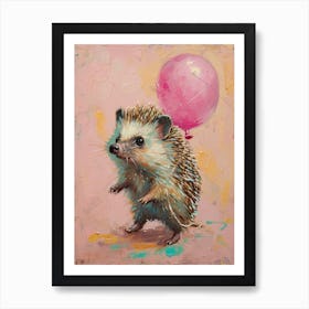 Cute Hedgehog 2 With Balloon Art Print